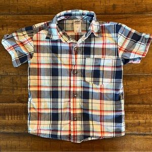 ⚡️3/$20 Short sleeve plaid button up - red white blue shirt - 2T